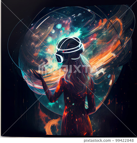 person wearing virtual reality headset , AI generated person wearing virtual reality headset , AI generated 99422848