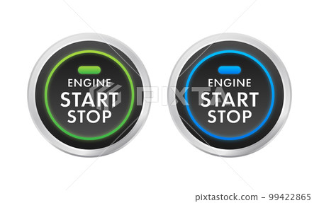 Car engine start stop button. Starting and stopping switch for motor vehicles. 99422865