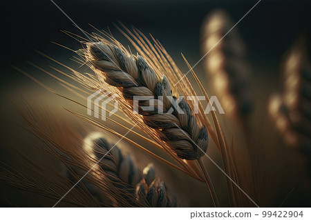 AI generated macro photography of wheat on field AI generated macro photography of wheat on field 99422904