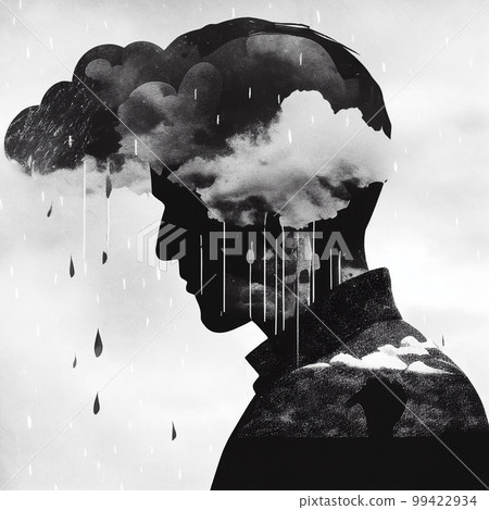 high contrast surreal collage , Seasonal affective disorder concept. AI generated high contrast surreal collage , Seasonal affective disorder concept. AI generated 99422934