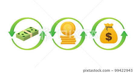 Cash flow. Idea of financial. Banknotes fly away. Vector stock illustration. Cash flow. Idea of financial. Banknotes fly away. Vector stock illustration. 99422943