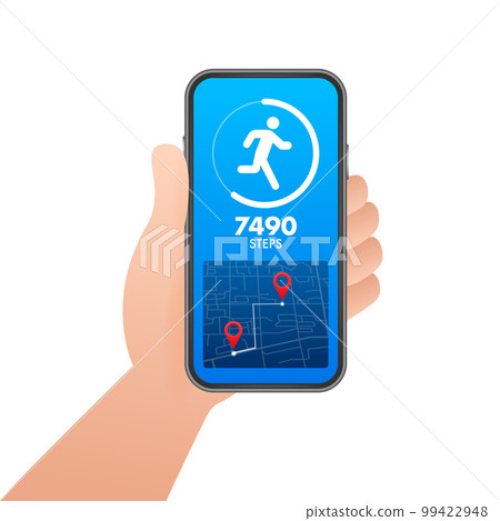 Activity and fitness tracker app. App for morning jogging or fitness. Walk steps. Activity and fitness tracker app. App for morning jogging or fitness. Walk steps. 99422948