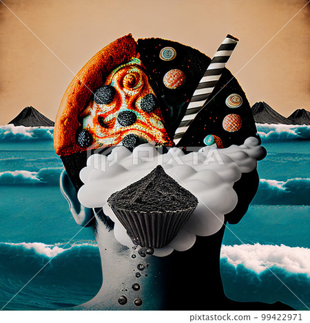 high contrast surreal collage , Seasonal affective disorder concept. AI generated 99422971
