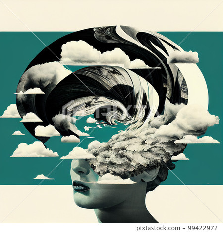 high contrast surreal collage , Seasonal affective disorder concept. AI generated 99422972