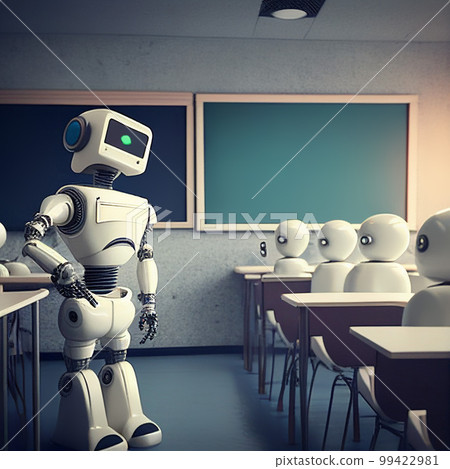 artificial intelligence replaced a living teacher at school, AI generated 99422981