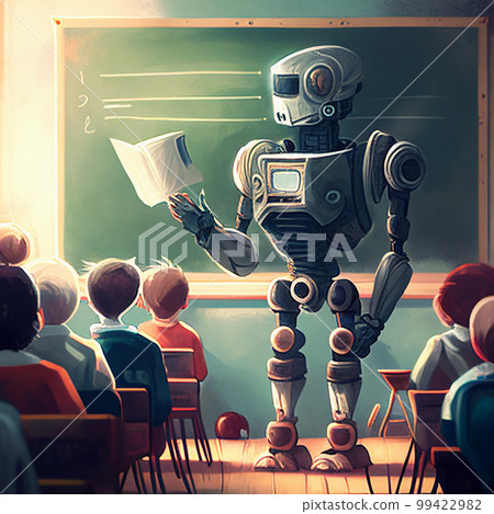 artificial intelligence replaced a living teacher at school, AI generated artificial intelligence replaced a living teacher at school, AI generated 99422982