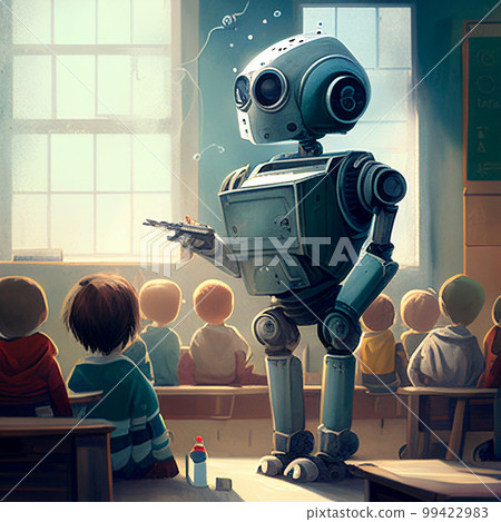 artificial intelligence replaced a living teacher at school, AI generated 99422983