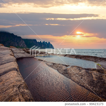 Summer Senja coast (Jagged Ersfjord, Norway, polar ) 99423173