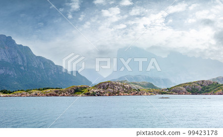 Ranfjorden summer cloudy view (Norway) 99423178