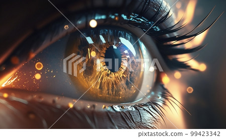 Reflection in the eyes of fiery significant events 99423342