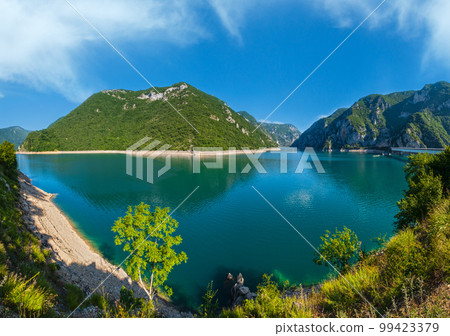 Piva Lake (Pivsko Jezero) view in Montenegro. 99423379