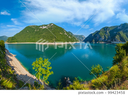 Piva Lake (Pivsko Jezero) view in Montenegro. 99423458