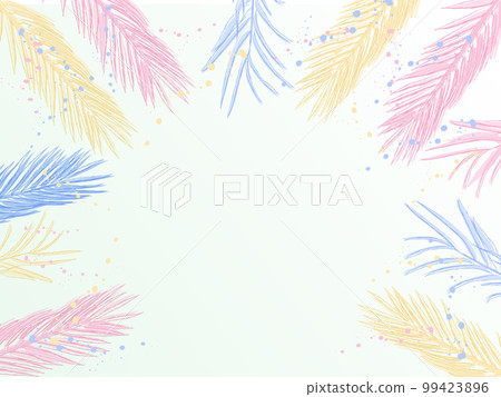 Palm leaves colorful banner tropical vector watercolor 99423896