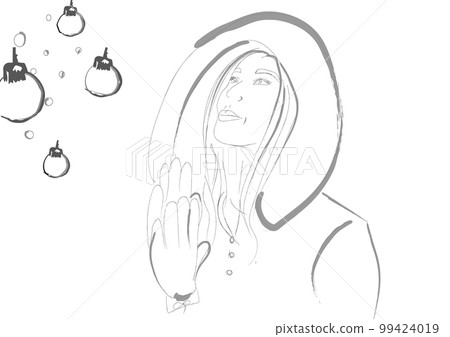 Happy woman making a wish for Christmas Vector 99424019