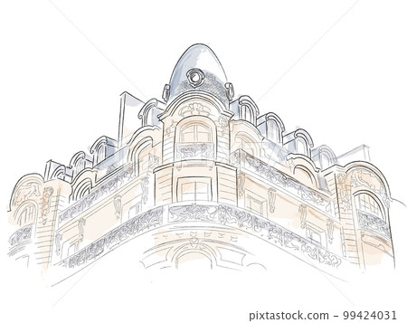 Paris architecture facade vector watercolor creative structures 99424031