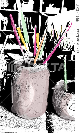 Painting tools creative colorful brushes vintages vector Painting tools creative colorful brushes vintages vector 99424087