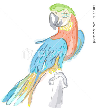 Parrot colorful watercolor vector cartoon characters 99424099