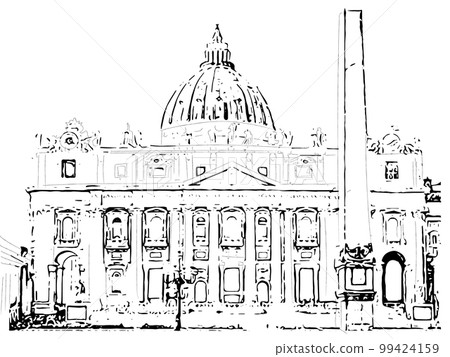 Rome Vatican architecture facade vector. Art line vintage styles decors 99424159