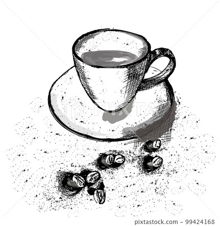 Coffee cup and beans vintage retro styles vector 99424168
