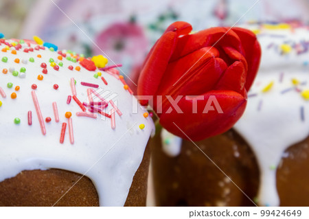 Easter holidays sweet paska bread composition 99424649