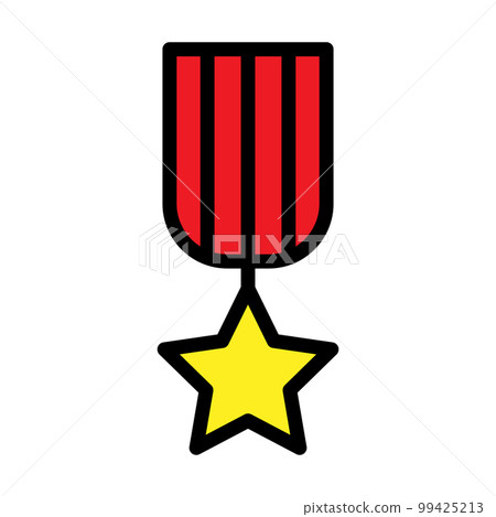 Medal with star icon line isolated on white background. Black flat thin icon on modern outline style. Linear symbol and editable stroke. Simple and pixel perfect stroke vector illustration 99425213