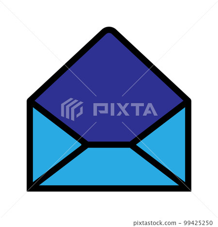 Open mail icon line isolated on white background. Black flat thin icon on modern outline style. Linear symbol and editable stroke. Simple and pixel perfect stroke vector illustration 99425250