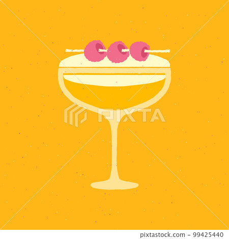 Orange drink with raspberry and juice for bar. Flat vector illustration with texture 99425440