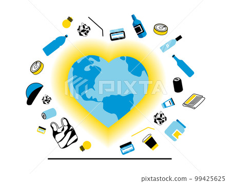Zero waste concept with character situation. Caring for environment and planet, collecting and recycling plastic, paper and other waste. Vector illustration with people scene in flat design for web 99425625