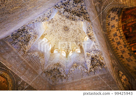 Fantastic Dome of the Abenserrach Hall of complex Palace of the Lions in Alhambra ( Moorish art of 15th century) Fantastic Dome of the Abenserrach Hall of complex Palace of the Lions in Alhambra ( Moorish art of 15th century) 99425943