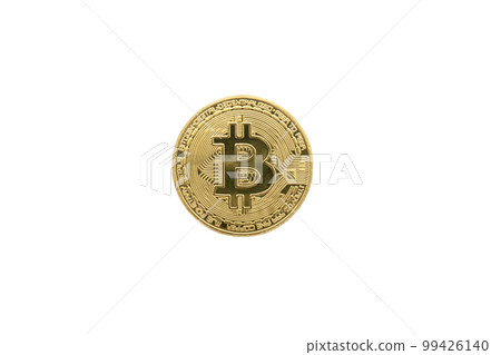Bitcoin centered and isolated on a white background with clipping path. High quality photo 99426140
