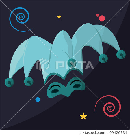 Isolated harlequin hat colored icon Flat design Vector 99426784