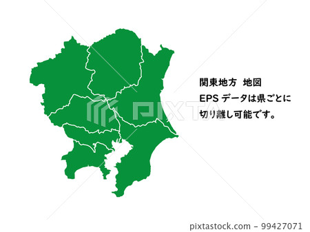 Prefecture map Kanto region with borders Prefecture map Kanto region with borders 99427071