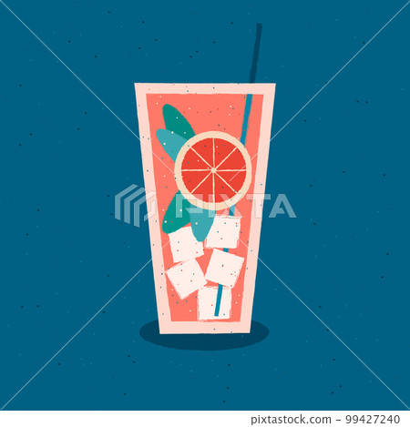 Cocktail with grapefruit and mint. Vector illustration 99427240