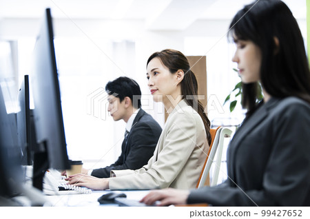 Business office woman computer desk work Business office woman computer desk work 99427652