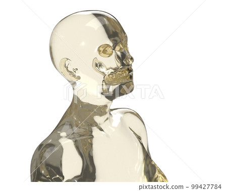 Three dimensional model. Transparent figure of a naked bald woman on a black background. Three dimensional model. Transparent figure of a naked bald woman on a black background. 99427784