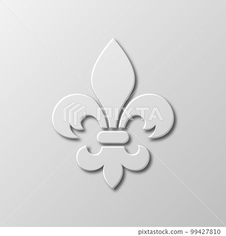 Vector Realistic Paper 3d Fleur De Lis Closeup on White Background. Heraldic Lily Sign, Vector Illustration Vector Realistic Paper 3d Fleur De Lis Closeup on White Background. Heraldic Lily Sign, Vector Illustration 99427810
