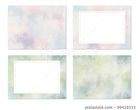 A cute frame background illustration set of pink and green pastel colors that seems to have been painted with paint 99428333