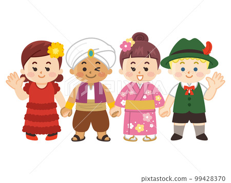 世界的孩子手牽手種族國籍和平 99428370