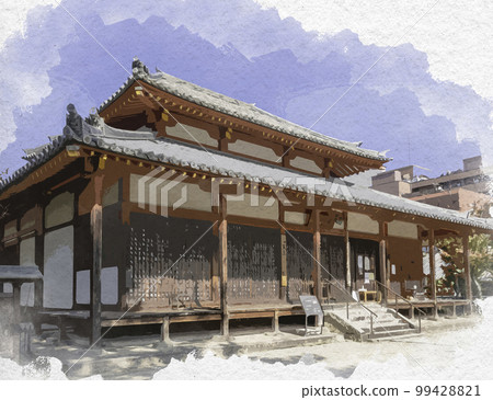 水彩風格的西大寺鹽堂,奈良縣奈良市 水彩風格的西大寺鹽堂,奈良縣奈良市 99428821