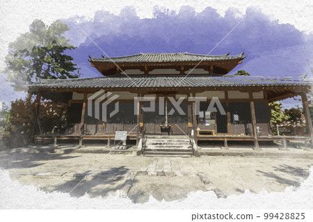 Watercolor-style Saidaiji Shio-do Hall, Nara City, Nara Prefecture 99428825