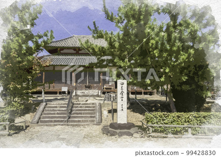 水彩風格的西大寺鹽堂,奈良縣奈良市 水彩風格的西大寺鹽堂,奈良縣奈良市 99428830