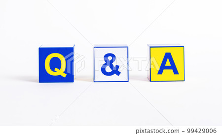 Cubes with letters q a. FAQ concept. Questions and answers symbol showing possibility to find answer or ask question using proposed option. High quality photo 99429006