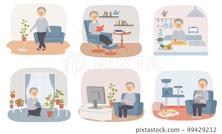在家享受愛好的老年人的生活方式 99429212