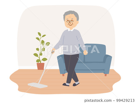一位老人清潔的插圖 一位老人清潔的插圖 99429213