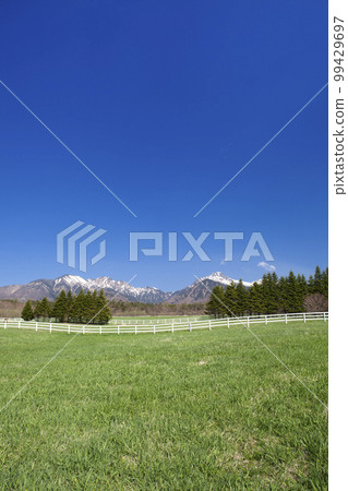 Yatsugatake with remaining snow and Keep Association Ranch 99429697