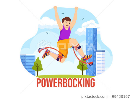 Powerbocking Sport Illustration with Jumping Boots for Web Banner or Landing Page in Extreme Sports Flat Cartoon Hand Drawn Templates 99430167