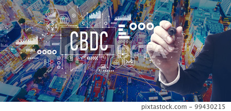 CBDC theme with businessman in city at night CBDC theme with businessman in city at night 99430215