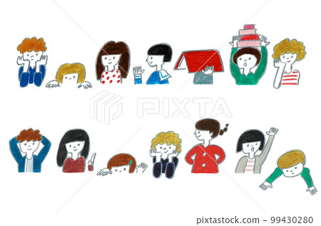All friends Children sitting side by side at the table All friends Children sitting side by side at the table 99430280