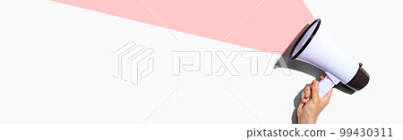 Attention and announcement concept with a megaphone Attention and announcement concept with a megaphone 99430311