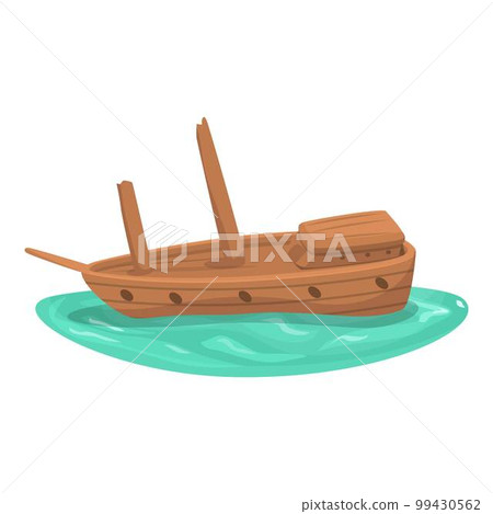 Wood shipwreck icon cartoon vector. Old ship. Ocean sunken 99430562